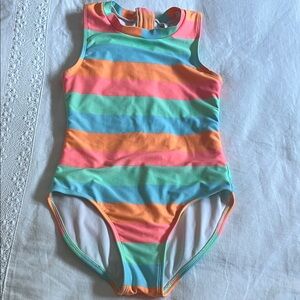 Art Class Striped Swimsuit with Zipper Closure, Size Large (10/12)